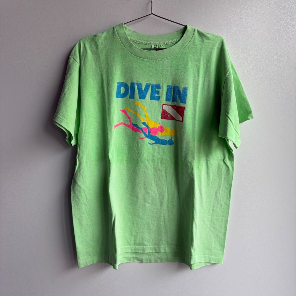 Tennessee River Norwegian Cruise Line Dive In Scuba T-Shirt XL Lime Green